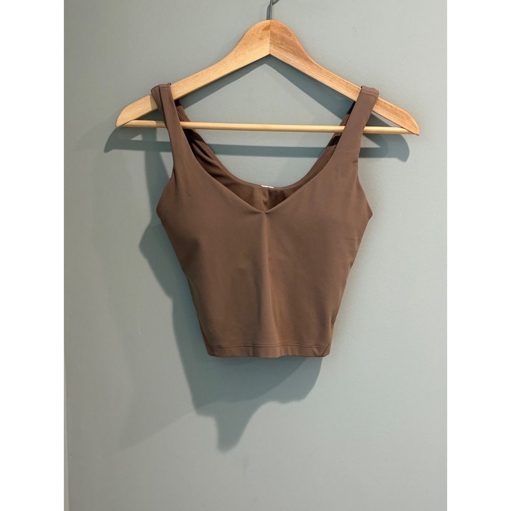 Lululemon Align Tank Top Brown Nulu V-Neck Built-in Bra Size 4 LW1DUDS